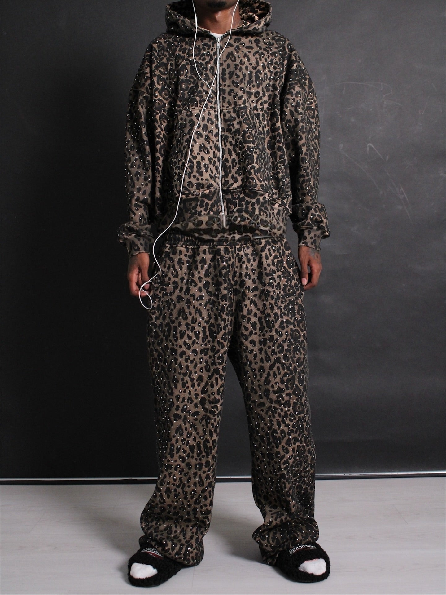 Unisex Rhinestone Leopard Set