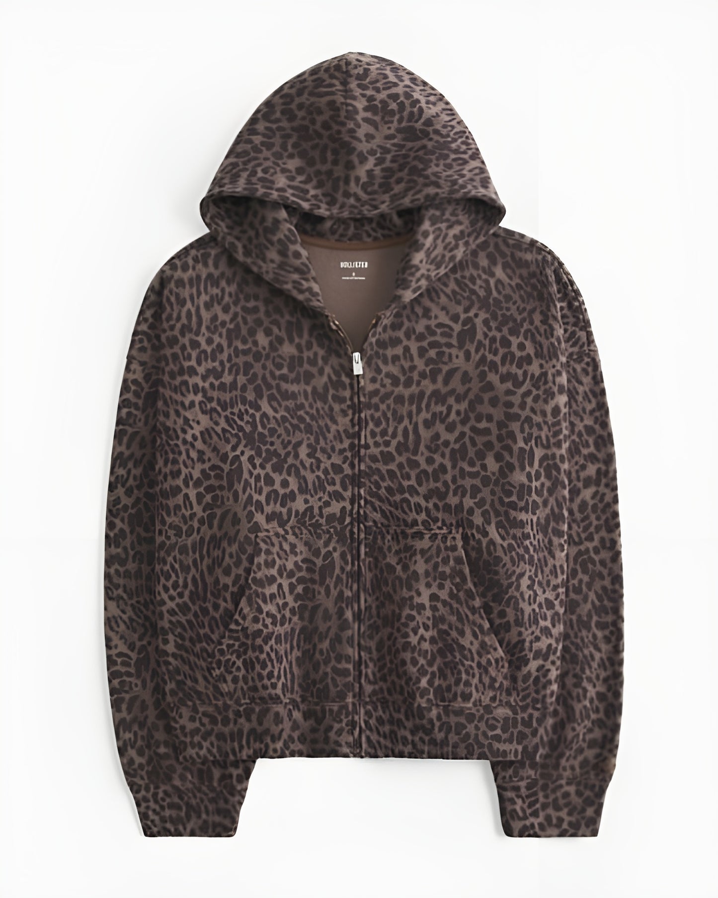 Oversized Leopard Print Zip-Up Hoodie