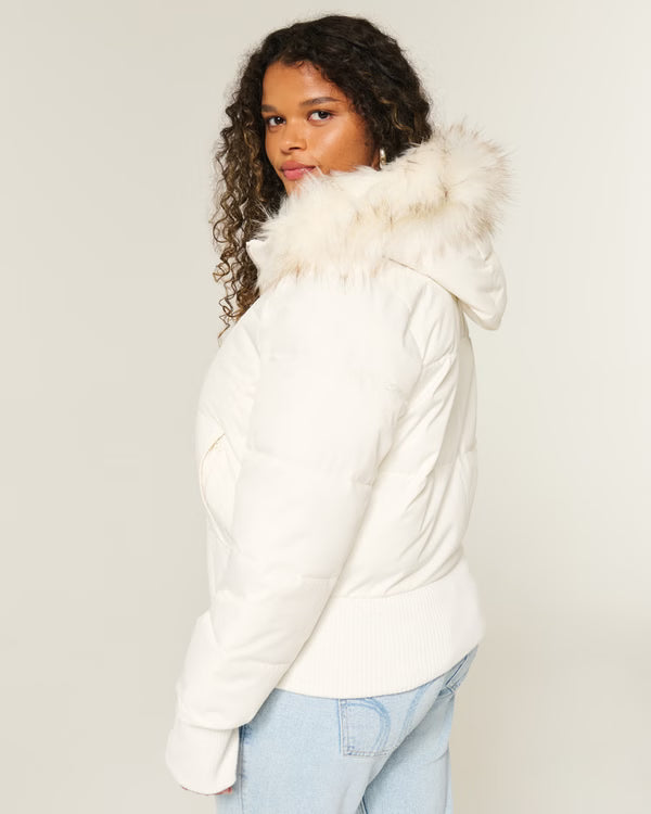 Faux Fur Trim Puffer Jacket