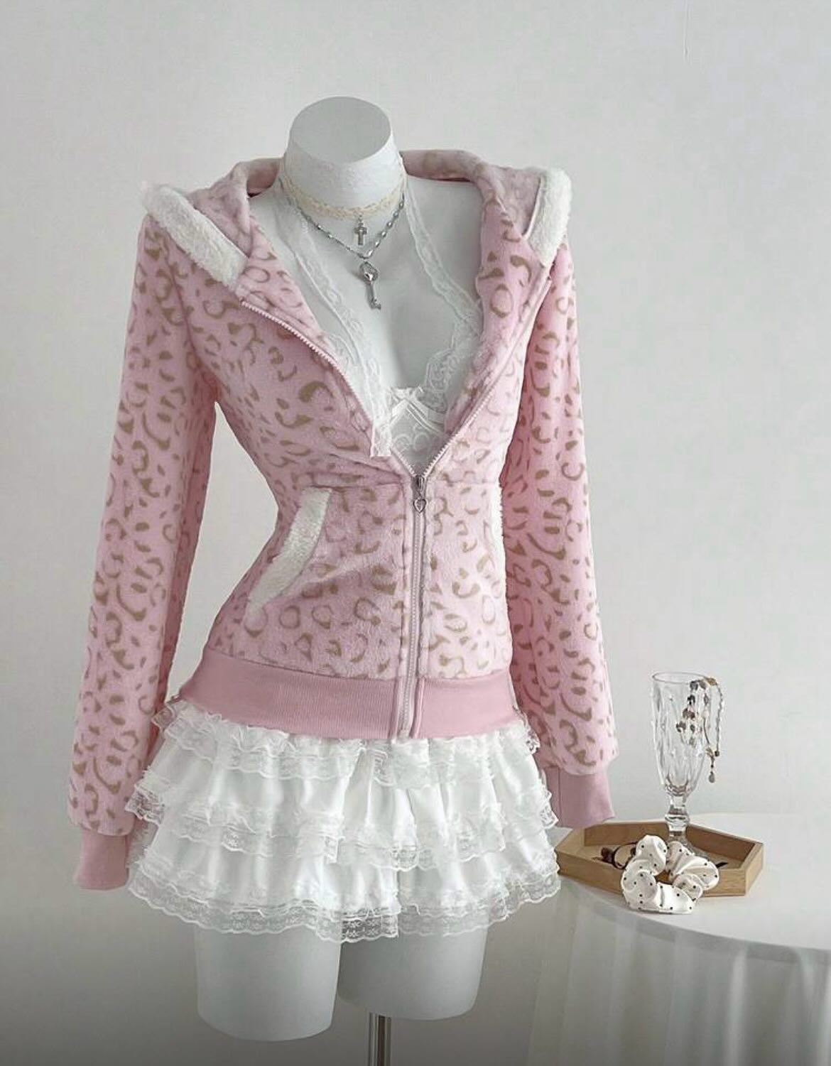 Leopard Print Pink Hoodie