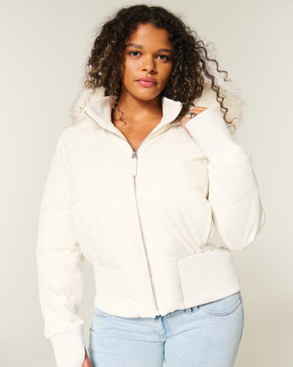Faux Fur Trim Puffer Jacket