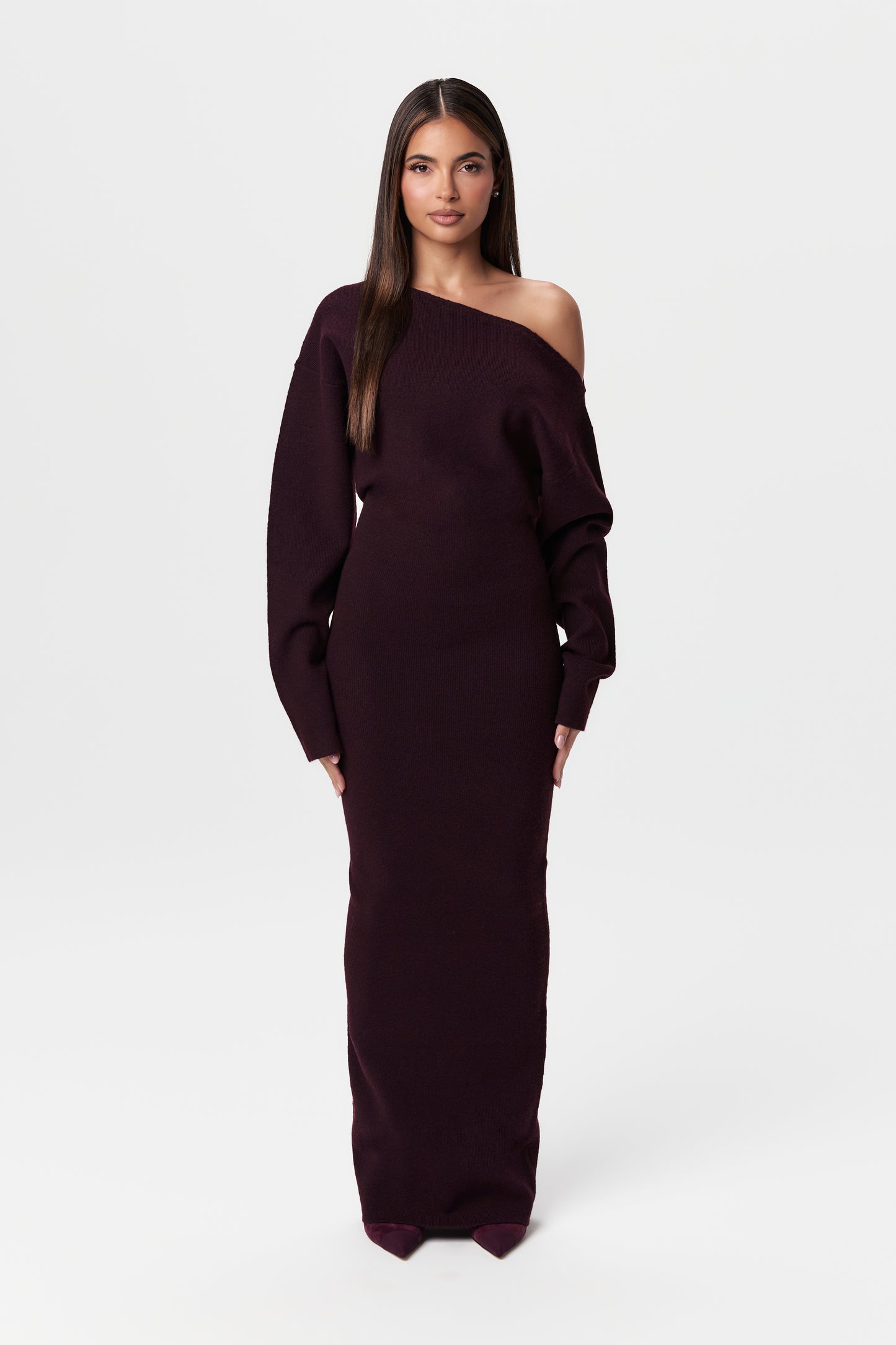 One-Shoulder Knit Maxi Dress