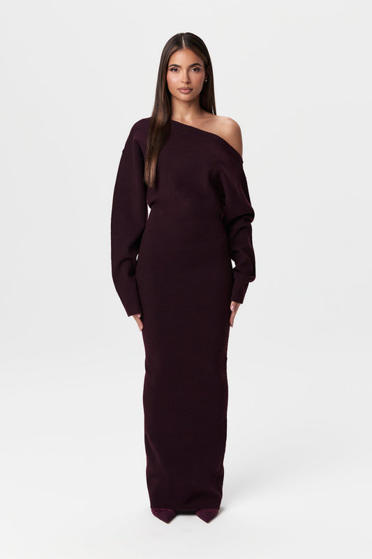 One-Shoulder Knit Maxi Dress