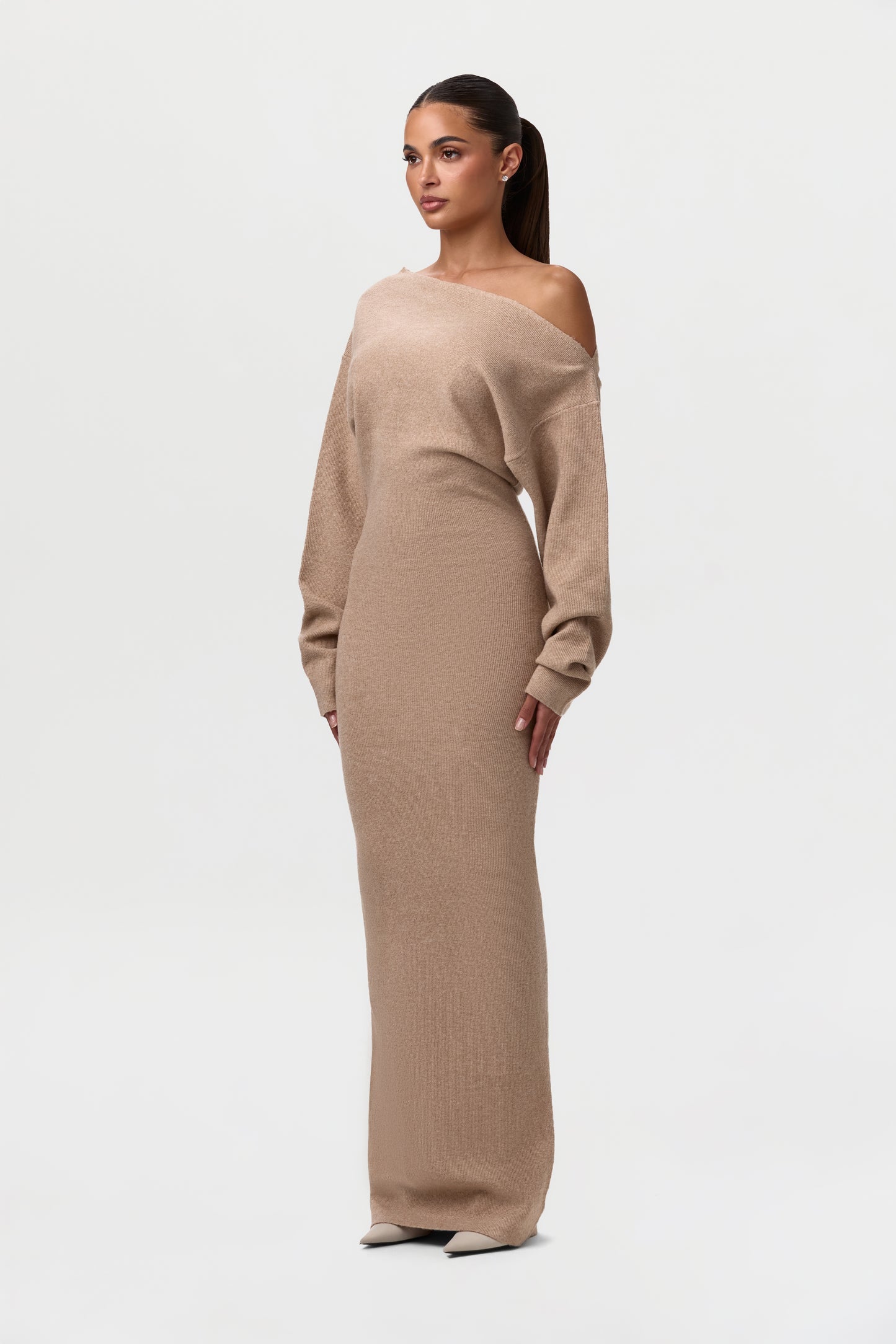 One-Shoulder Knit Maxi Dress