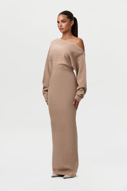 One-Shoulder Knit Maxi Dress